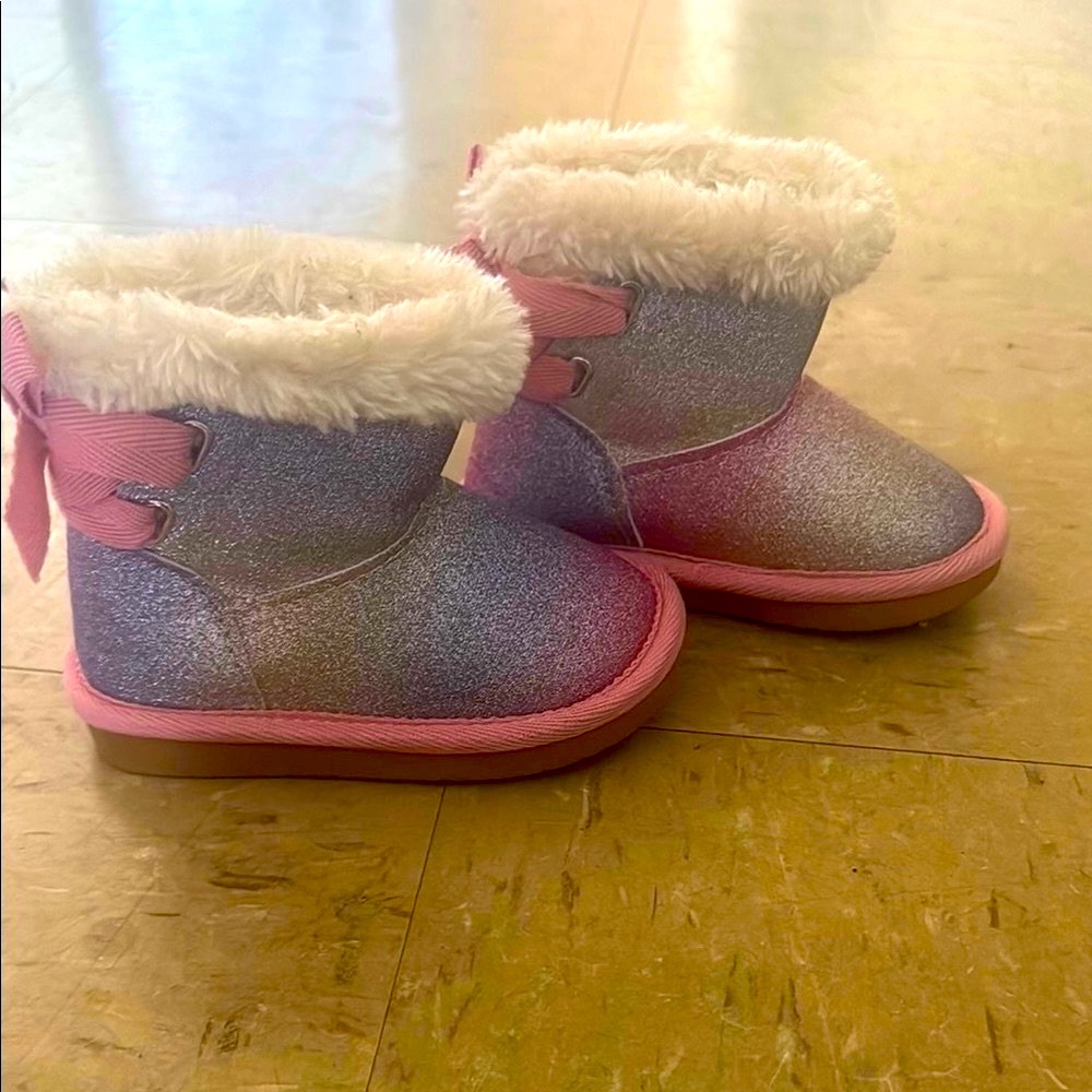 Sparkly Pink and Silver Toddler Boots